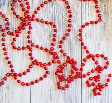 Новогоднее украшение бусы на ёлку красные "Новогодние шарики" НУ-6738