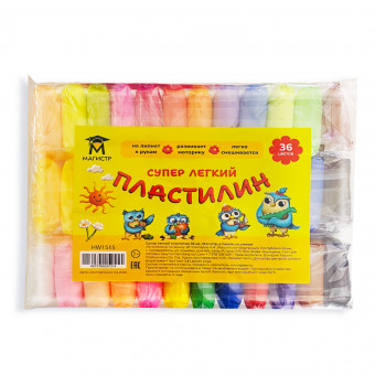 Супер легкий пластилин 36 цв., Магистр, в пакете, со стеком (60) Супер легкий пластилин 36 цв., Магистр, в пакете, со стеком (60)