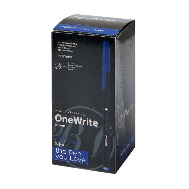 Ручка шариковая 1.0мм синяя "OneWrite Black", черный цвет корпуса, BV/20-0325/01 (50) Ручка шариковая 1.0мм синяя "OneWrite Black", черный цвет корпуса, BV/20-0325/01 (50)