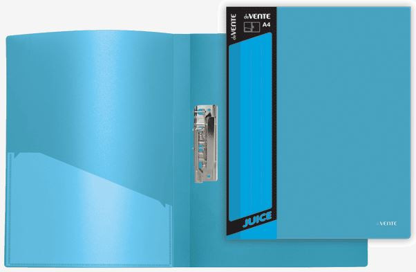 Папка с боковым прижимом "deVENTE  Juicy" A4, 450 мкм, сменная этикетка, внутренний карман (ярко-голубая)