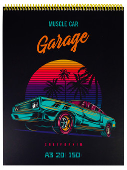 Скетчбуки А3 Авто (мягкая обл, мат лам, жест подл, спираль, 20л, 150г)  С20-7725