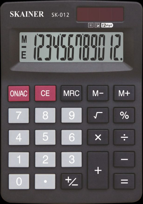 Калькулятор настольный 12-разрядный, малый, чёрный, размер:103 x 137 x 31мм, SKAINER/SK-012 Калькулятор настольный 12-разрядный, малый, чёрный, размер:103 x 137 x 31мм, SKAINER/SK-012