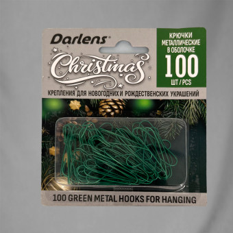 КРЮЧКИ ДЛЯ НОВОГОДНИХ УКРАШЕНИЙ, DARLENS, С-ОБРАЗНЫЕ, МЕТАЛЛ, 100 ШТ, 3,5 СМ, ЗЕЛЕНЫЙ, DL-DRL08166