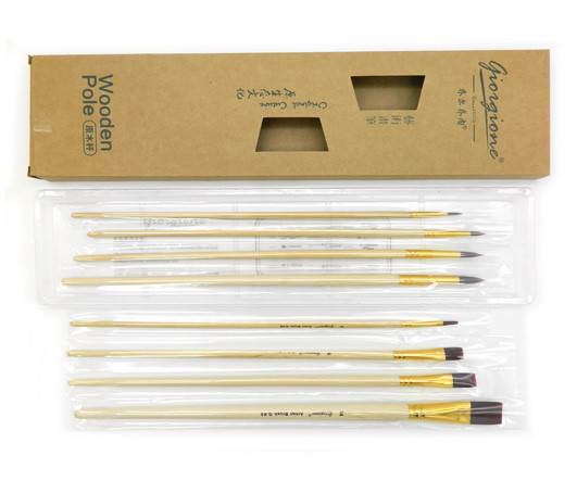 Кисти набор 8шт синтетика  круглые (№0, 2, 6, 10) и плоские (№2 ,6, 10, 14) удлиненная ручка, Intelligent, QR-36 (1/12/48)