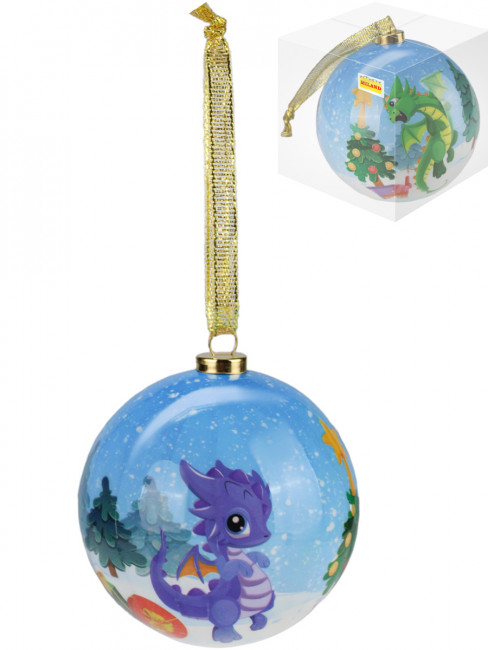 Новогодний шар 7,5см "Праздник с драконами", MILAND/НУ-6357