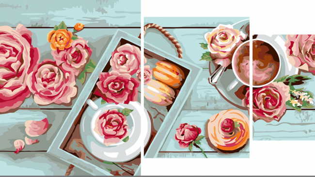 Картина по номерам, триптих "Винтажный Натюрморт" 40x50, 40x30, 20x30см, I012