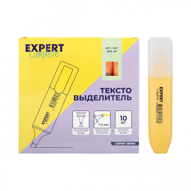 Текстовыделитель 1-5мм пастельные цвета. скошеннsq. желтый. Trend  Expert Complete/EHL-01 жел. (10)
