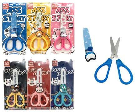 Ножницы детские   CD-138 130мм "Монстрики "в пластик чехле с фигуркой, OL-2110  на блистере, ассорти (4/24/480)