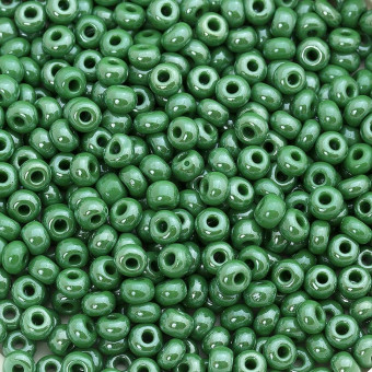 Бисер "ASMAR" размер №6, вес: 50 г, зелёный перламутровый