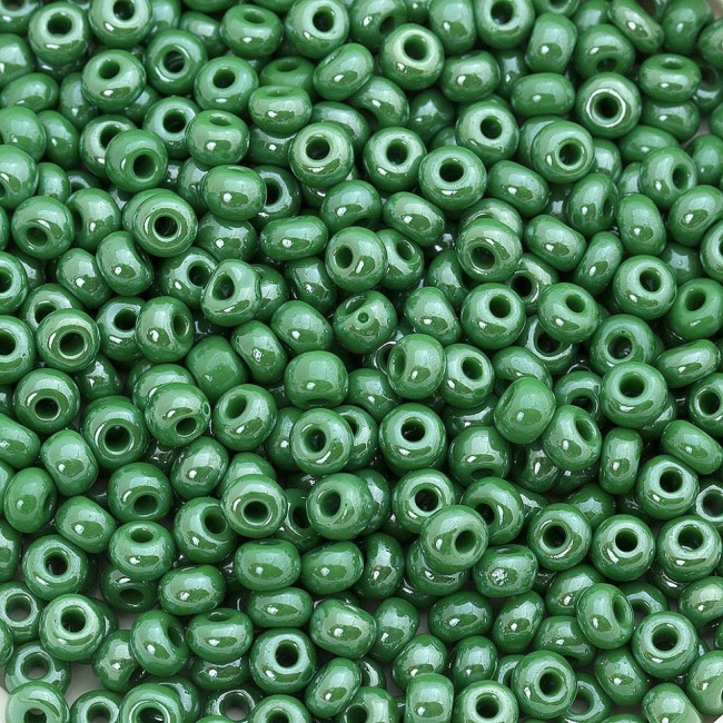 Бисер "ASMAR" размер №6, вес: 50 г, зелёный перламутровый