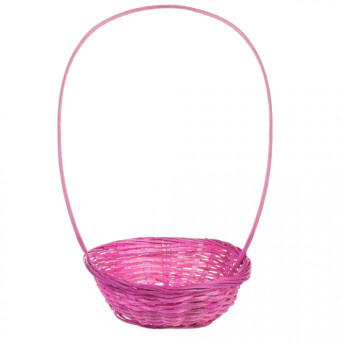 Корзина 19хН5/31см плетеная, бамбуковая, круг, розовый, Микрос/т6340