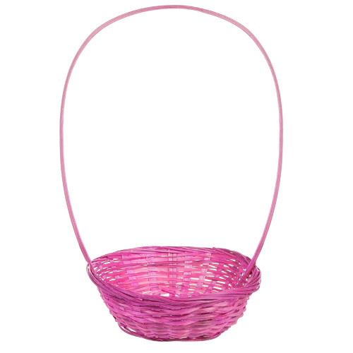 Корзина 19хН5/31см плетеная, бамбуковая, круг, розовый, Микрос/т6340