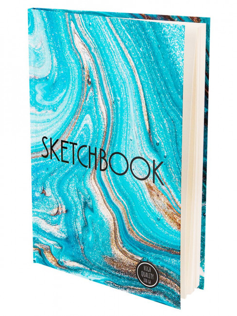 Скетчбук А4 64л "Мрамор" 7БЦ, мат лам+выб лак, MILAND/64-1668