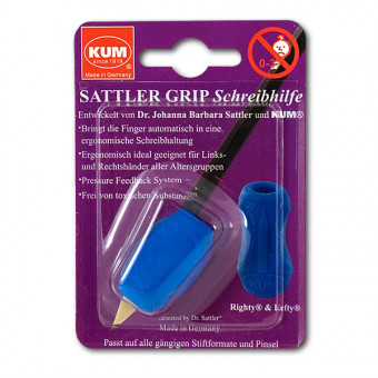 Анатомический держатель для пишущих предметов KUM Sattler Grip синий, K-Sattler Tri Grip синий