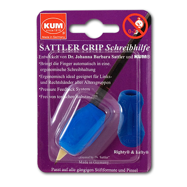 Анатомический держатель для пишущих предметов KUM Sattler Grip синий, K-Sattler Tri Grip синий