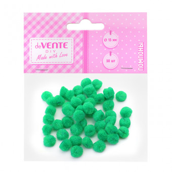 Набор помпонов 15мм для творчества, цвет зеленый, 50шт, VENTE/8000010 (12)