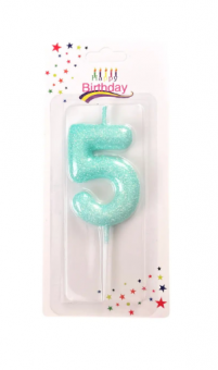 Свеча для торта "Цифра 5", бирюзовая, Магистр/MAG-6/221353-5 (12)