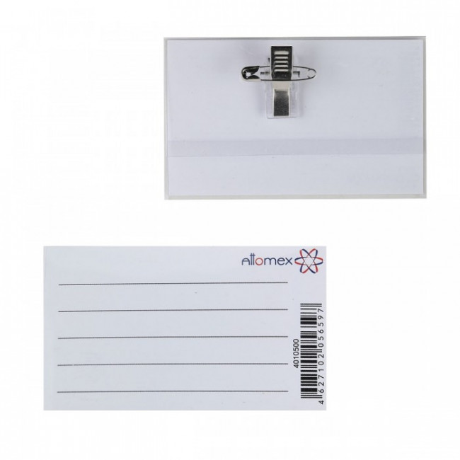 Бейдж 60*90мм на металлическом клипе и булавке, Attomex/4010500 (50)