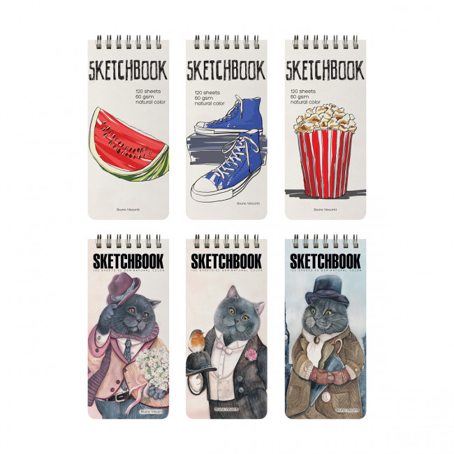 Скетчбук А5 120л "Пухлая", 6 видов ассорти, на гребне, BV/1-553/01 (12) Скетчбук А5 120л "Пухлая", 6 видов ассорти, на гребне, BV/1-553/01 (12)