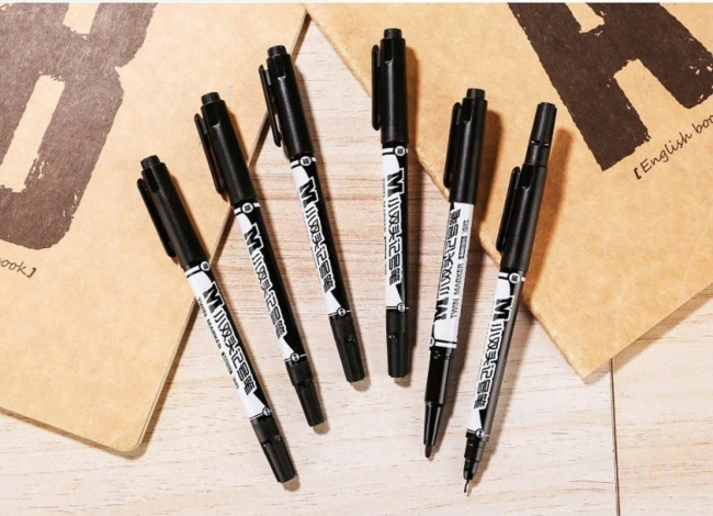 Маркер двухсторонний тонкий, черный Aodemei М6151 (12) Маркер двухсторонний тонкий, черный Aodemei М6151 (12)