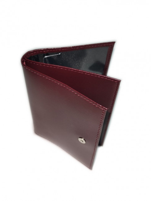 Обложка на автодокументы+паспорт  WENZER OFFiCE из натуральной кожи "спилок", с отделом для визиток, с кнопкой, бордовый