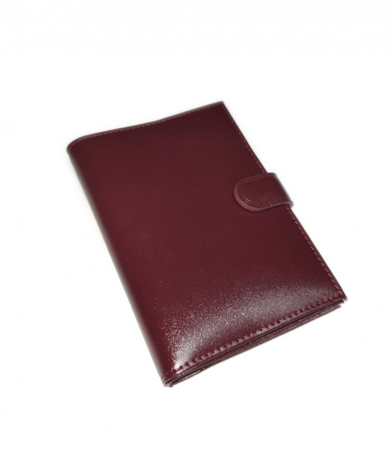 Обложка на автодокументы+паспорт  WENZER OFFiCE из натуральной кожи "спилок", с отделом для визиток, с кнопкой, бордовый