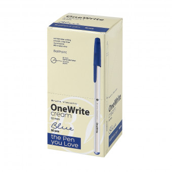 Ручка шариковая 1.0мм синяя "OneWrite Cream", кремовый цвет корпуса, BV/20-0325/06 (50)