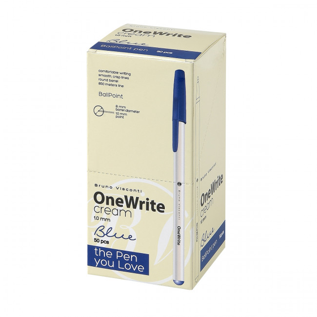 Ручка шариковая 1.0мм синяя "OneWrite Cream", кремовый цвет корпуса, BV/20-0325/06 (50)