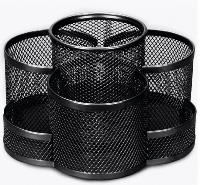 Подставка для канц.пренадлежностей, 7 отд., вращающаяся, металлическая, черная WENZER OFFiCE /7021