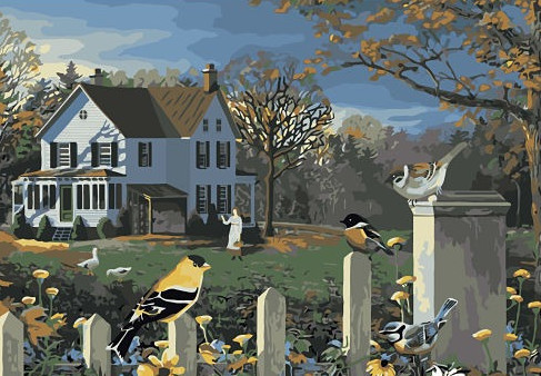 Набор для творчества "Рисование по номерам". A067 Птички на заборе 40*50 Набор для творчества "Рисование по номерам". A067 Птички на заборе 40*50