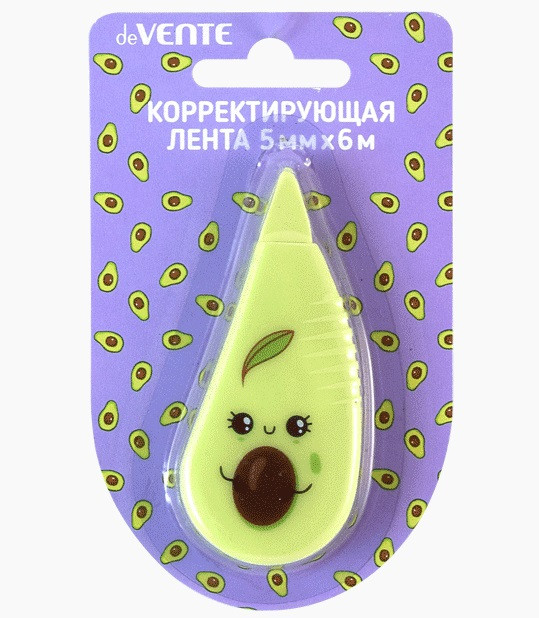 Корректирующая лента "deVENTE. Avocado" 5 ммx06 м, регулировка натяжения ленты, зеленый непрозрачный корпус, фронтальный аппликатор, в картонном блистере Корректирующая лента "deVENTE. Avocado" 5 ммx06 м, регулировка натяжения ленты, зеленый непрозрачный корпус, фронтальный аппликатор, в картонном блистере