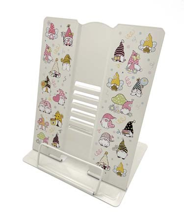 Подставка для книг CM-618 "Гномики" металлическая, 26х21см, белая, с рисунком, в ПВХ-пакете (1/12/48)
