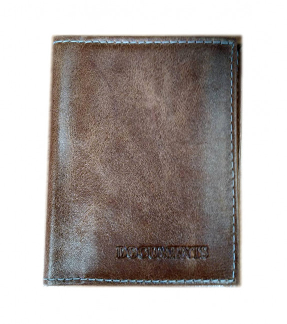 Обложка на автодокументы из нат. кожи спилок матовый с тиснением WENZER OFFiCE свет-коричневый