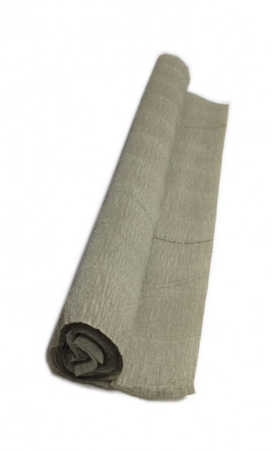 Гофрированная бумага плотная (флористическая 50мм х 250 мм,120 г/м2), серая, ШК