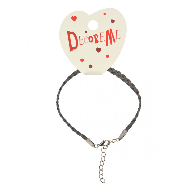 Шнурок 4мм 21см плетеный из экокожи, с застежкой, плоский, BV/2-155/25 (10)