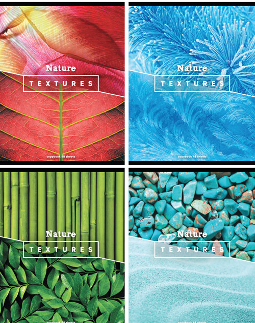 Тетрадь общая А5 гребень 48л. клетка "Textures" (ассорти) (БиДжи) (10/60)