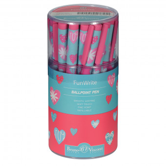 Ручка шариковая 0,5мм синяя "FunWrite. Сердечки. Эмоции. Малина", BV/20-0212/87 (24)