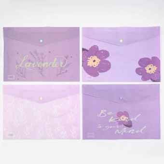 Папка А4 пластиковая, на кнопке "Лаванда", MAYLOTT/JL-D0054 (12)