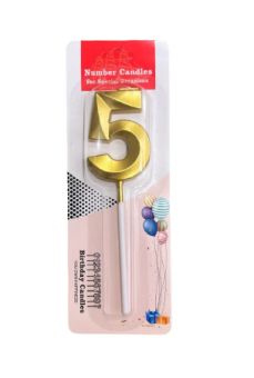 Свеча для торта "Цифра 5" Золотой стиль, Магистр/MAG-Зст221319-5 (50)