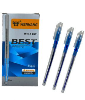 Ручка шариковая масляная синяя WENHANG BEST/WH-1157 /син (50)