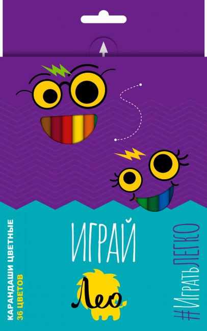 Набор цветных трехгранных карандашей 36цв."Играй", Лео (4)