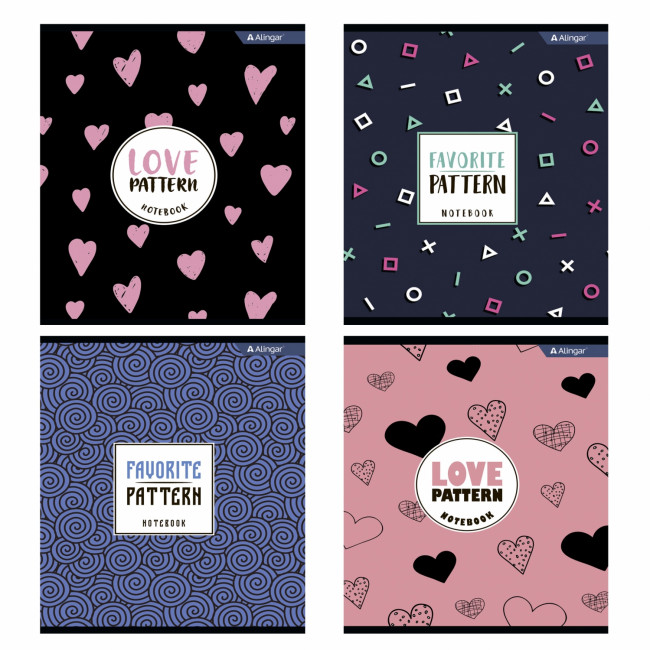 Тетрадь А5 36л клетка "Паттерн" скрепка, мелованный картон, AL9545 (12/72)