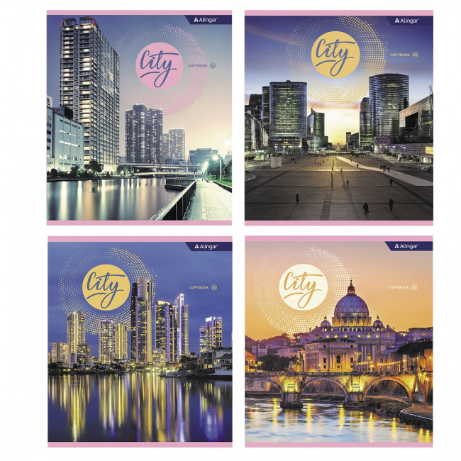 Тетрадь А5 36л клетка "City" скрепка, мелованный картон, AL10363 (12/72)