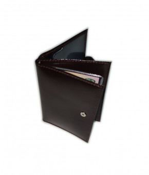 Обложка на автодокументы+паспорт  WENZER OFFiCE из натуральной кожи "спилок", с отделом для визиток, с кнопкой, коричневый