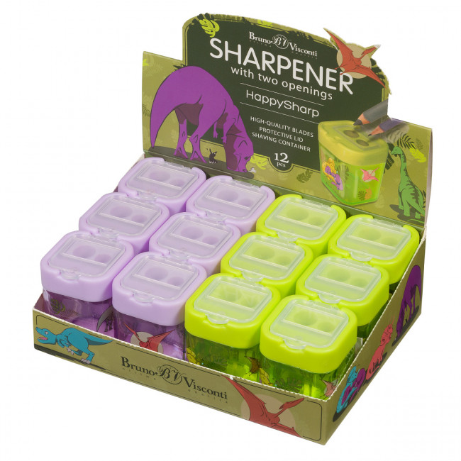 Точилка с контейнером "HappySharp", 2 отверстия, 2 цвета ассорти, BV/35-0018 (12) Точилка с контейнером "HappySharp", 2 отверстия, 2 цвета ассорти, BV/35-0018 (12)