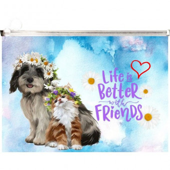 Папка А4 "Life is better with friends" на молнии с расширением, 180 мкм, непрозрачная с рисунком, deVENTE/3072115 (12)