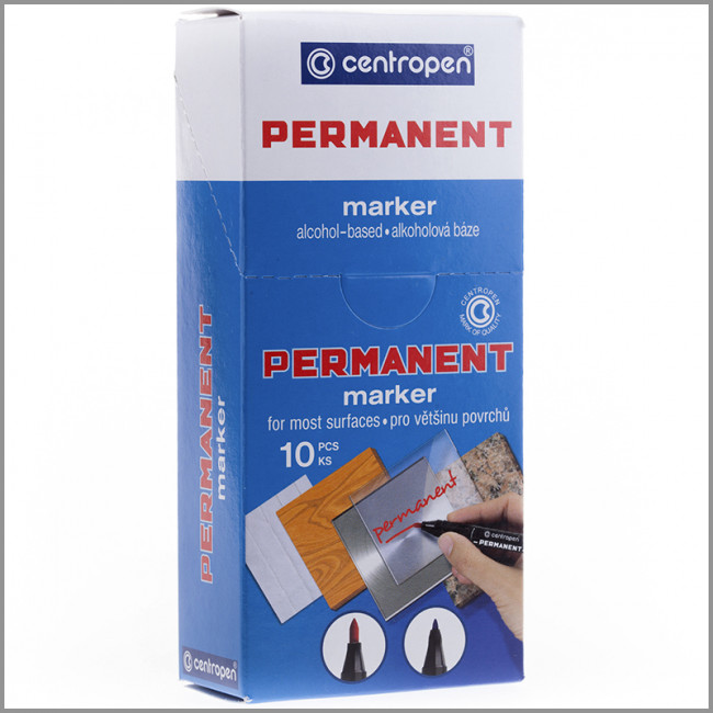 Маркер перманентный Centropen "2836" красный, пулевидный, 2мм