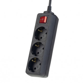 Сетевой удлинитель с кнопкой "POWERMATE'', 3 розетки, длина 3м, с заземлением, цвет черный, Perfeo/PF_A4678