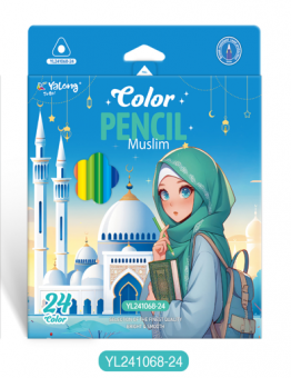 Набор цветных карандашей 24цв.,"Девушка в хиджабе" заточенные, трехгранные, Yalong/YL241068-24