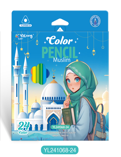Набор цветных карандашей 24цв.,"Девушка в хиджабе" заточенные, трехгранные, Yalong/YL241068-24 Набор цветных карандашей 24цв.,"Девушка в хиджабе" заточенные, трехгранные, Yalong/YL241068-24